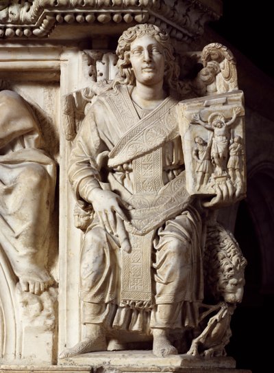 Św. Jana Chrzciciela, narożna figura z ambony, baptysterium św. Jana autorstwa Nicola Pisano
