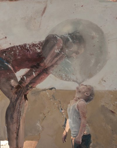 Bubble III (Dziecko z matką), 2020 (olej na miedzi) autorstwa Nicola Pucci
