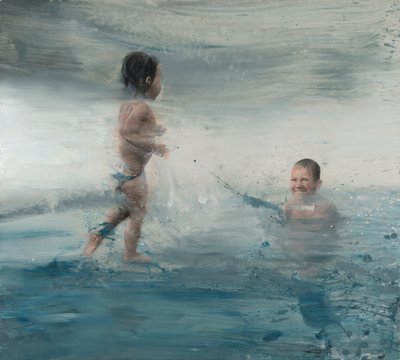 Dzieci na morzu, 2015 (olej na płótnie) autorstwa Nicola Pucci