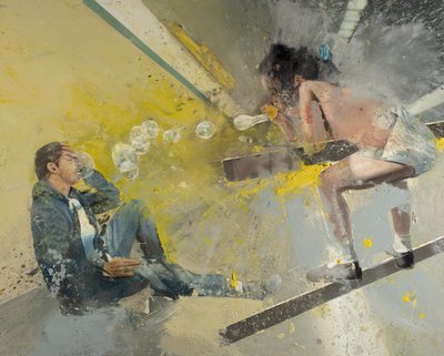 Little Girl Bubbles Metro, 2021 (olej na płótnie) autorstwa Nicola Pucci