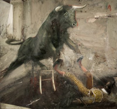Krzesło Toro i torero, 2017 (olej na płótnie) autorstwa Nicola Pucci