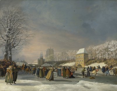 Zawody łyżwiarskie kobiet na Stadsgracht w Leeuwarden, 21 stycznia 1809 Zawody łyżwiarskie na Stadsgracht w Leeuwarden w dniu 21 stycznia 1809 r. autorstwa Nicolaas Baur (signed by artist)