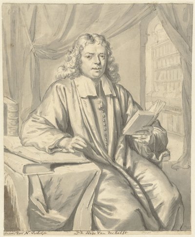 Portret dr. Hugo van der Helst w gabinecie autorstwa Nicolaas Verkolje