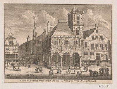 Widok na Stary Ratusz w Amsterdamie Obraz Starego Ratusza w Amsterdamie (tytuł na obiekcie) autorstwa Nicolaas ten Hoorn