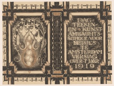 Projekt zespołu dla: Sprawozdanie Dnia Szkoły Rysunku i Rzemiosła Artystycznego dla dziewcząt w Amsterdamie ok. 1919 r. autorstwa Nicolaas van de Vecht
