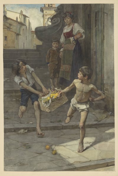 Scena uliczna we włoskim mieście autorstwa Nicolaas van der Waay