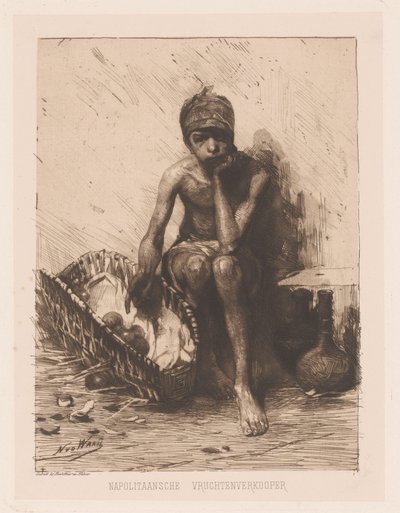 sprzedawca owoców Sprzedawca owoców neapolitańskich (tytuł na przedmiocie) autorstwa Nicolaas van der Waay