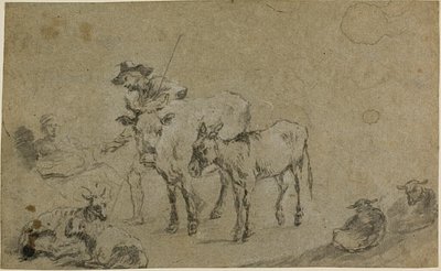 Pasterz z krową, osłem i owcą autorstwa Nicolaes Berchem