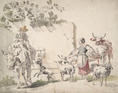 Chłopi idący na targ autorstwa Nicolaes Berchem