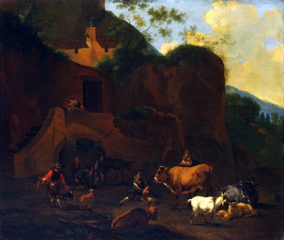 Chłopi i Bydło, XVII wiek autorstwa Nicolaes Berchem