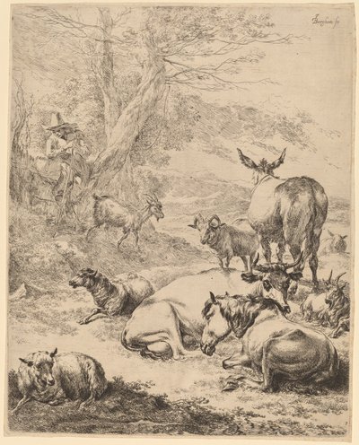 Odpoczywające stado. autorstwa Nicolaes Berchem