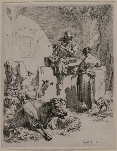 Pasterz fajki autorstwa Nicolaes Berchem