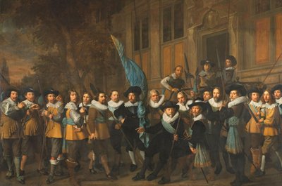 Oficerowie i inni gwardziści cywilni IV Dystryktu Amsterdamu pod dowództwem kapitana Jana Claesza van Vlooswijcka i porucznika Gerrita Hudde autorstwa Nicolaes Eliasz Pickenoy