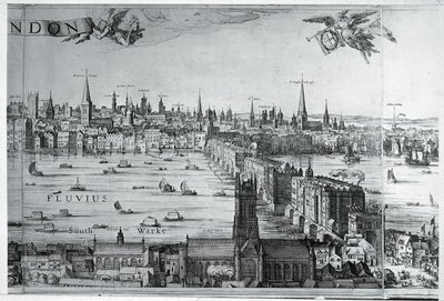 Wielka Brytania, Anglia, widok na miasto Londyn z mostem londyńskim autorstwa Nicolaes Jansz (1586 1652) Visscher