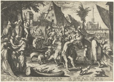 Jarmark Rolniczy Der Bouwren Fair (tytuł na obiekcie) autorstwa Nicolaes Jansz. Clock