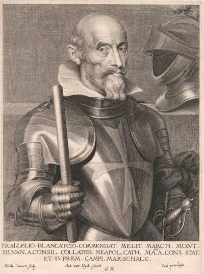 Frai Lelio. Blancatcio On poleca Melit. Marsz Mont. Borowy a. Consil. pobocznie Neapol kat. Matis A. Cons. To oznacza I Najwyższy pola Arcschalc. autorstwa Nicolaes Lauwers