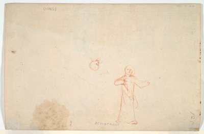 Abraham bawi aniołów (recto); Kobieta stojąca i studiująca głowę (verso) autorstwa Nicolaes Maes