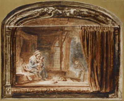 Święta Rodzina z Józefem ścinającym drewno autorstwa Nicolaes Maes