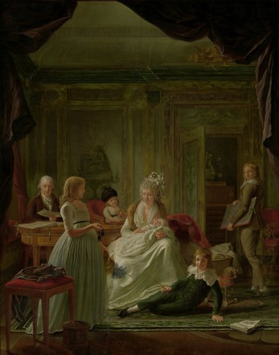 Portret Aernouta van Beeftingha, jego żony Jacoby Marii Boon i ich dzieci Aernout van Beeftingh (1759-1831) ze swoją pierwszą żoną Jacobą Marią Boon (1760-1800) i ich dziećmi autorstwa Nicolaes Muys