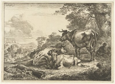 Trzy odpoczywające krowy autorstwa Nicolaes Pietersz Berchem