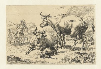 Leżąca i sikająca krowa Zwierzęta (tytuł serii) autorstwa Nicolaes Pietersz Berchem