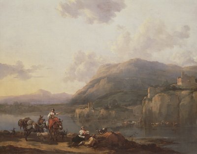 Muł-kierowca przez Forda autorstwa Nicolaes Pietersz. Berchem