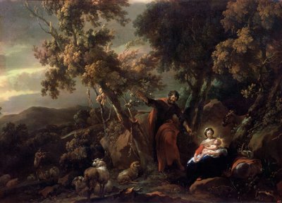 Odpocznij podczas ucieczki do Egiptu, XVII wiek. autorstwa Nicolaes Pietersz. Berchem