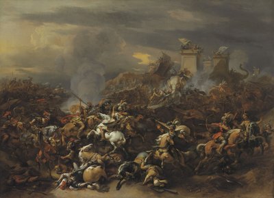 Bitwa Aleksandra Wielkiego przeciwko królowi Porusowi autorstwa Nicolaes Pietersz. Berchem