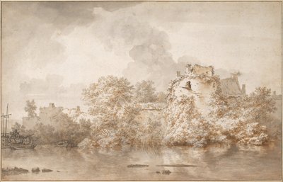 Krajobraz rzeczny w pobliżu Montfoort autorstwa Nicolaes Pietersz. Berchem