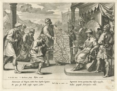 Król Ammonitów żąda ziemi Historia Jeftego (tytuł serii) autorstwa Nicolaes Ryckmans