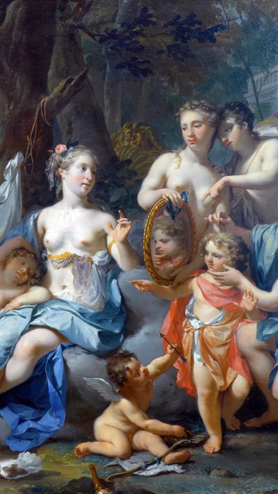 Śpiąca miłość: szczegół. XVIII wiek (olej na płótnie) autorstwa Nicolaes Verkolje