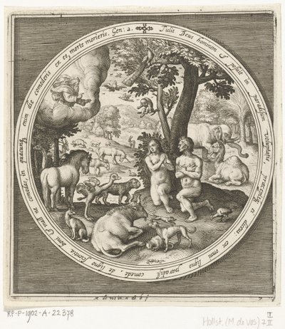 Siódmy dzień stworzenia: Adam i Ewa w raju Od stworzenia do wygnania z raju (tytuł serii) autorstwa Nicolaes de Bruyn