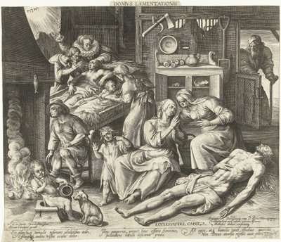 Dom pełen żałoby Domus Lamentationis (tytuł na obiekcie) autorstwa Nicolaes de Bruyn