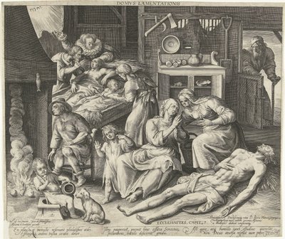 Dom pełen żałoby Domus lamentationis (tytuł na obiekcie) autorstwa Nicolaes de Bruyn