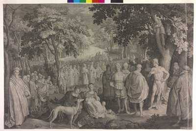 Johannes baptysta głosi autorstwa Nicolaes de Bruyn