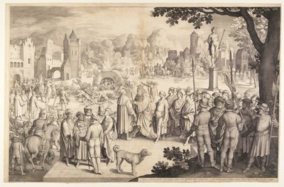 Szadrach, Meszach i Abednego w płonącym piecu autorstwa Nicolaes de Bruyn
