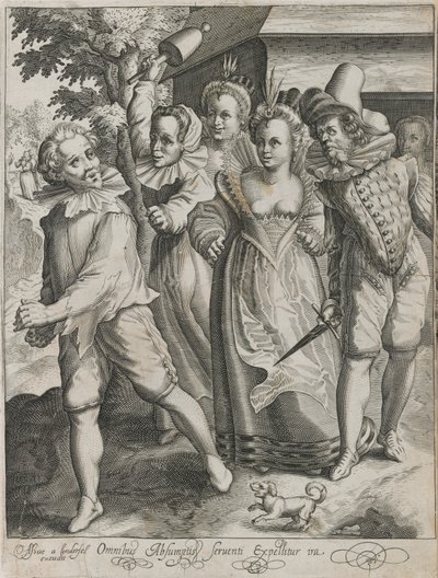 Syn marnotrawny zostaje wydalony z tawerny, płyta 4 z Historii syna marnotrawnego autorstwa Nicolaes de Bruyn