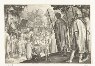 Triumfalna procesja Józefa w rydwanie faraona Historia Józefa (tytuł serii) autorstwa Nicolaes de Bruyn