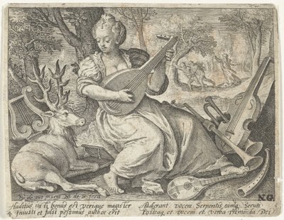 zmysł słuchu Pięć zmysłów (tytuł serii) autorstwa Nicolaes de Bruyn