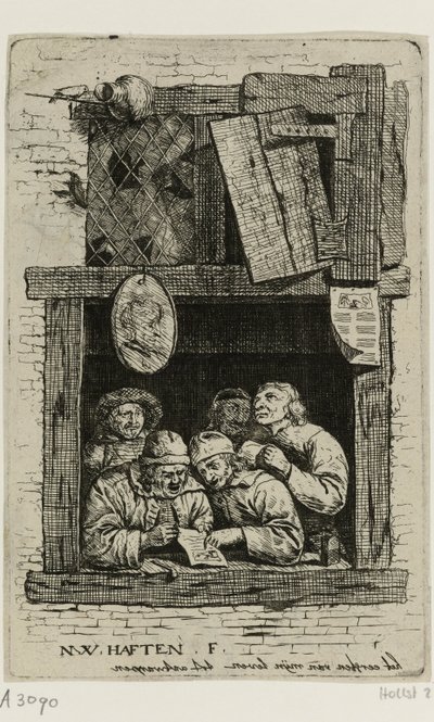 Pięciu śpiewaków w otwartym oknie: retorycy autorstwa Nicolaes van Haeften