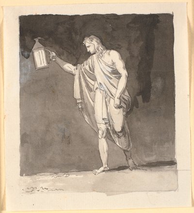 Diogenes świecący w ciemności z latarnią autorstwa Nicolai Abildgaard