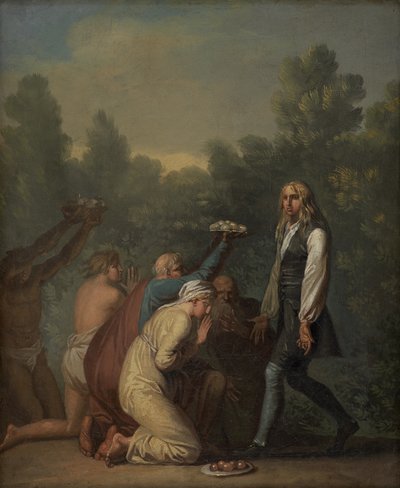 Niels Klim odbiera hołd Quamitów. autorstwa Nicolai Abildgaard