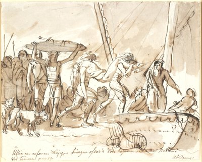 Ullin przywozi zwłoki Oscara do Szkocji. Wiersze Osjana, Temora I autorstwa Nicolai Abildgaard