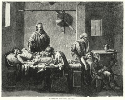 Eudemidas dyktuje swoją wolę (grawerunek) autorstwa Nicolas (after) Poussin