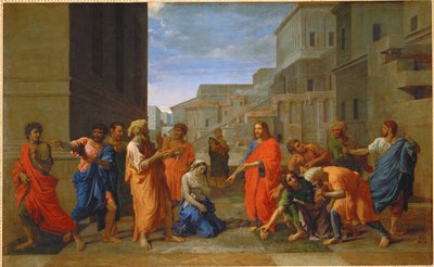 La femme adultere - cudzołożnica ... autorstwa Nicolas (attr.to) Poussin