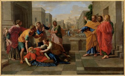 La mort de Saphire - Śmierć Saphire ... autorstwa Nicolas (attr.to) Poussin