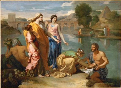 Mojżesz uratowany przed wylewami Nilu przez córkę faraona ... autorstwa Nicolas (attr.to) Poussin