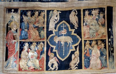Kurtyna Objawienia (1373-1383), nr. 7: starsi oddają chwałę barankowi, symbolowi Chrystusa. Gobelin autorstwa Nicolasa Bataille