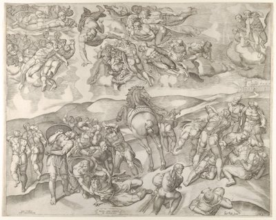 Nawrócenie Szawła, z fresku Michała Anioła w Kaplicy Paulinów na Watykanie..., ok. godz. 1545-60. autorstwa Nicolas Beatrizet