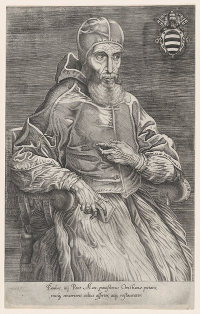 Portret papieża Pawła IV, 1530-66., 1530-66. autorstwa Nicolas Beatrizet